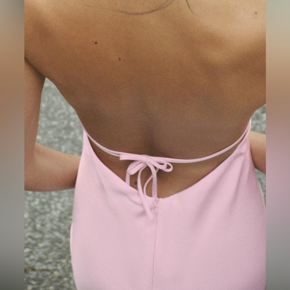 Zara Pink Satin Midi Dress